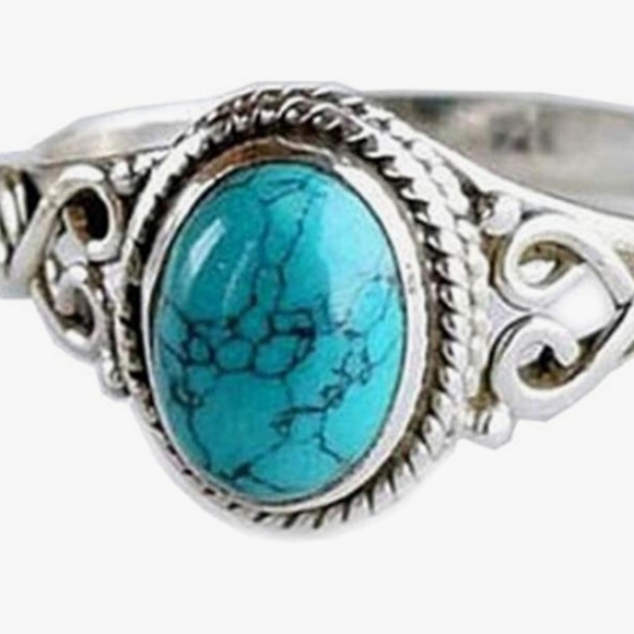 925 Sterling Silver & Turquoise Oval Cut Ring NWT - Picture 3 of 4